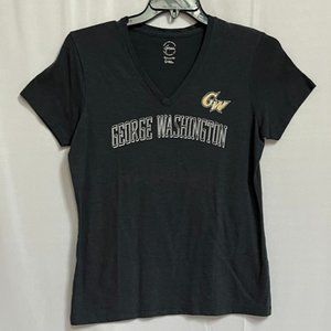George Washington University Ladies V-Neck Navy Blue T-Shirt - Large